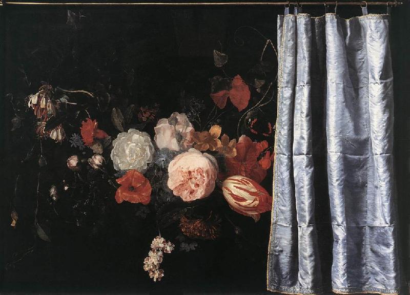 SPELT, Adrian van der Flower Still-Life with Curtain  uig oil painting picture
